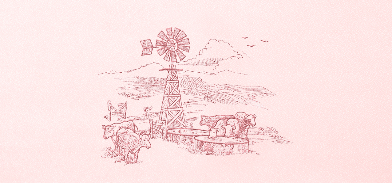 Cattle Scene Pink Pink Faux